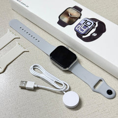 Apple logo watch series 10 with two straps ( grey & black )